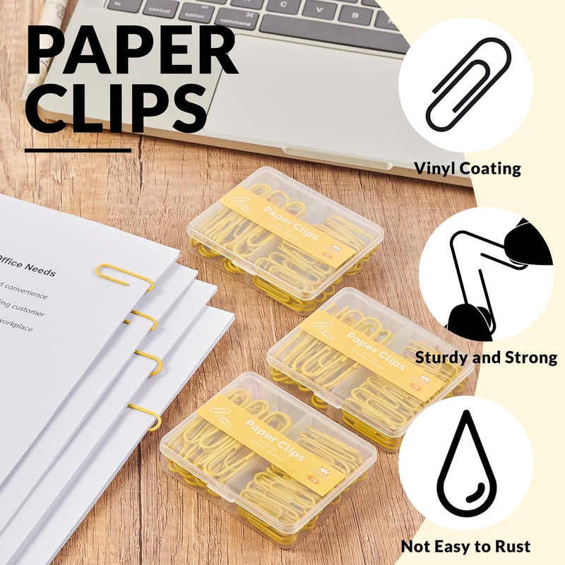 NEEWAY Colorful Paper Clips Assorted Sizes, Small and Large Paper Clips, 210 Count, 3 Pack of 70 (Yellow) - Image 4